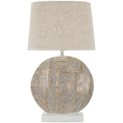 Lampada da Tavolo Beige oro Necessaria 1 Lampadina Attacco e27, Paralume - Fale