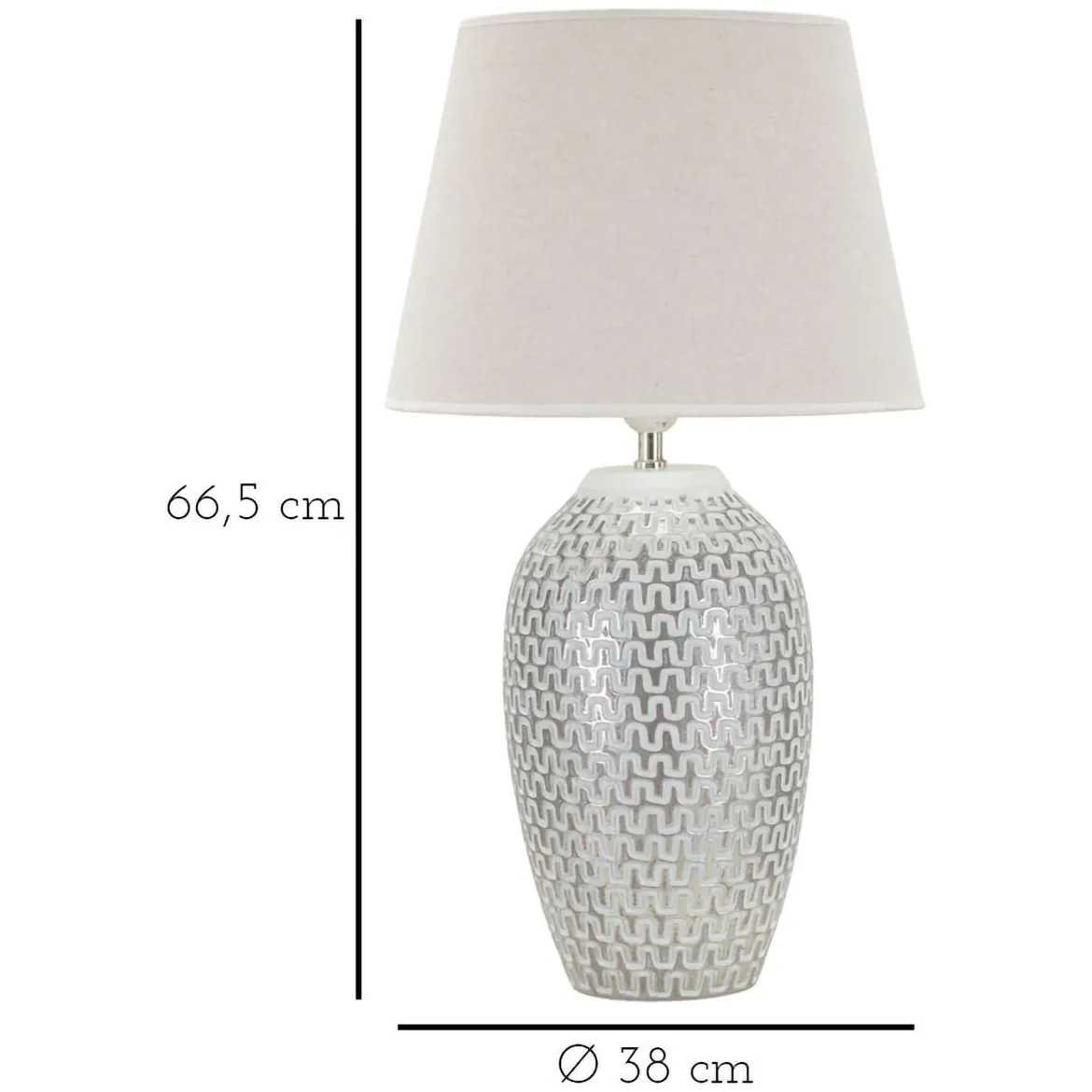 Lampada da Tavolo Bianco Argento Necessaria 1 Lampadina Attacco e27, Paralume - Balosemo