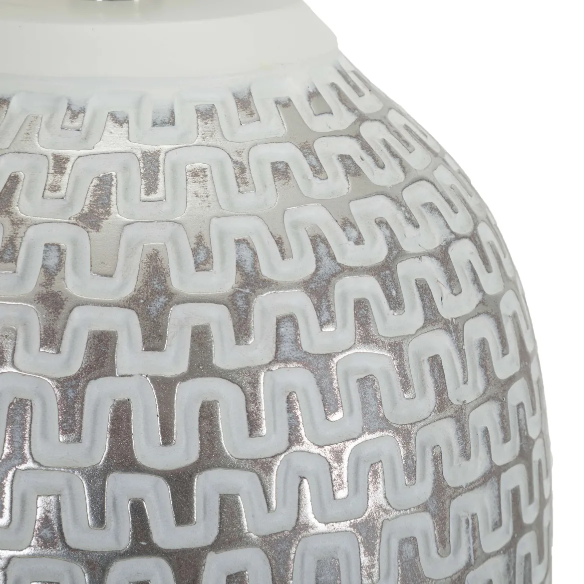Lampada da Tavolo Bianco Argento Necessaria 1 Lampadina Attacco e27, Paralume - Balosemo