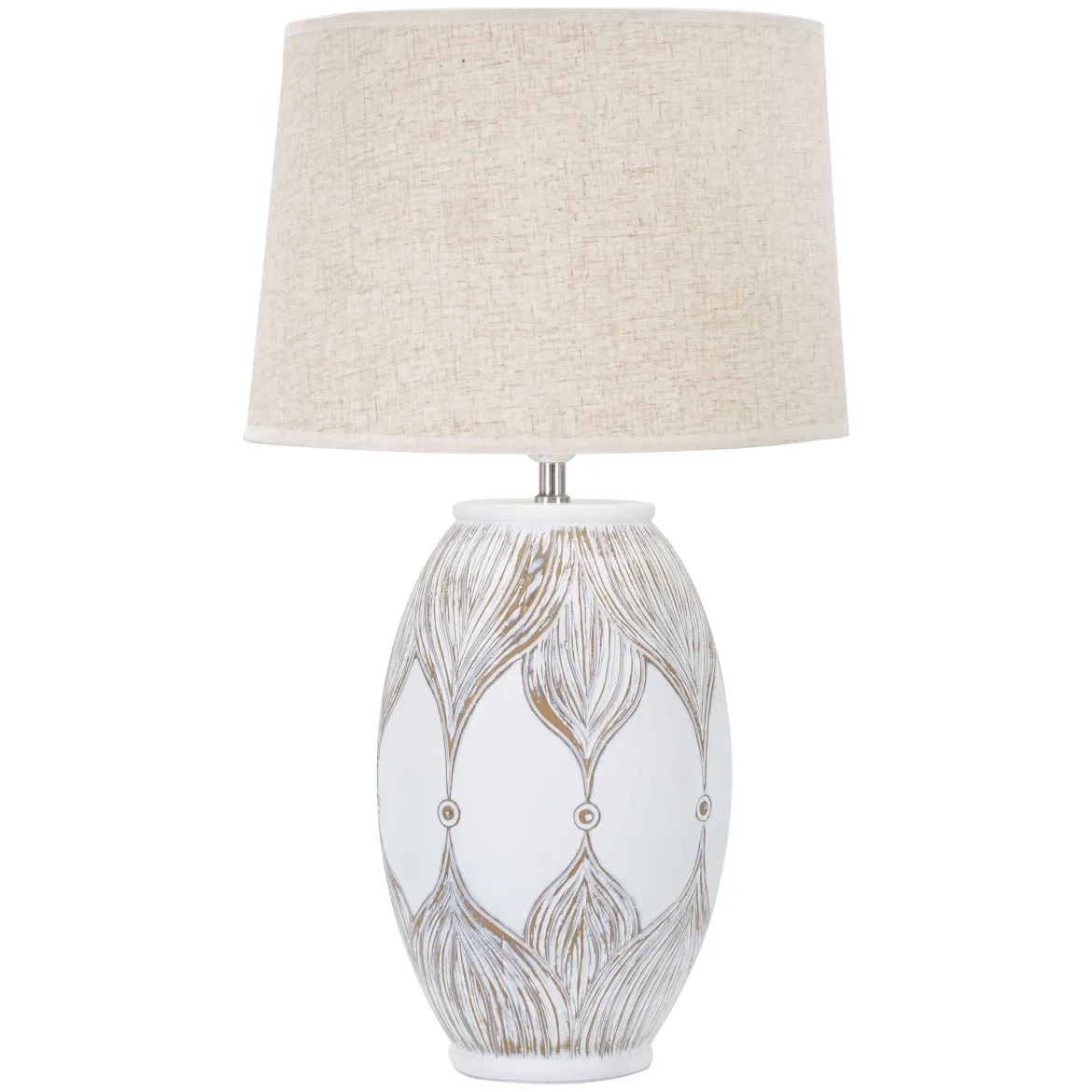Lampada da Tavolo Bianco Beige Necessaria 1 Lampadina Attacco e27, Paralume - Batabaga