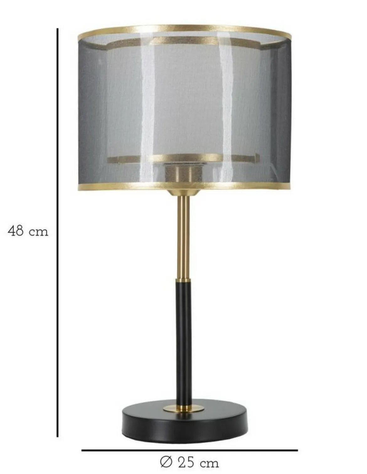 Lampada da tavolo Chiaroscuro, 25x25 h48 cm, Nero e Oro