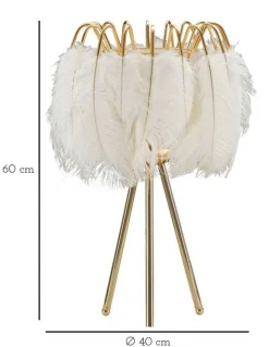 Lampada da tavolo Estofado, 40x40 h60 cm, Bianco e Oro