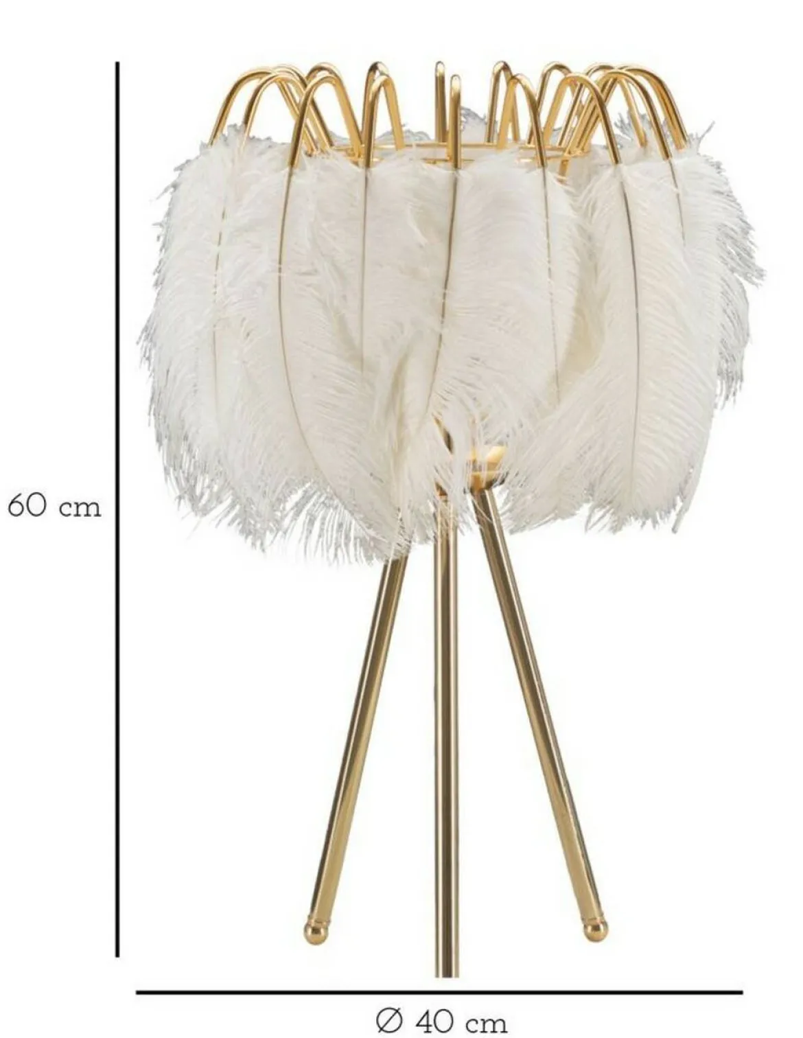 Lampada da tavolo Estofado, 40x40 h60 cm, Bianco e Oro