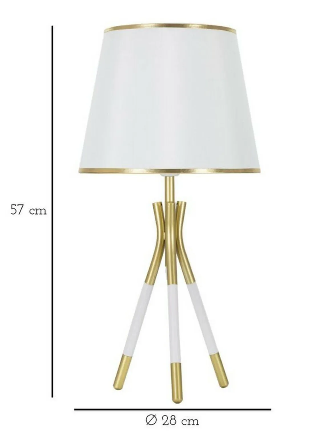 Lampada da tavolo Gongbi, 28x28 h57 cm, Bianco e Oro