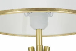 Lampada da tavolo Gongbi, 28x28 h57 cm, Bianco e Oro