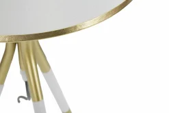 Lampada da tavolo Gongbi, 28x28 h57 cm, Bianco e Oro
