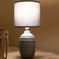 Lampada da Tavolo Grigio Necessaria 1 Lampadina Attacco e14, Paralume - Bethel
