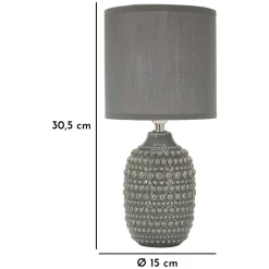 Lampada da Tavolo Grigio Necessaria 1 Lampadina Attacco e14, Paralume - Bethel