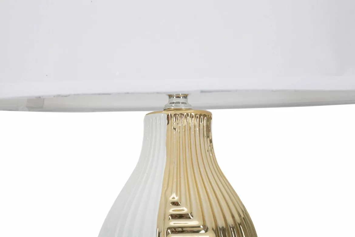 Lampada da tavolo Mondriam, Bianco e Oro, 33x33 h54 cm