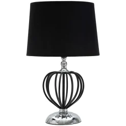 Lampada da Tavolo Nero Argento Necessaria 1 Lampadina Paralume, Attacco e27 - Bundi