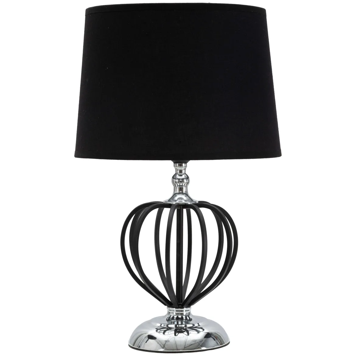 Lampada da Tavolo Nero Argento Necessaria 1 Lampadina Paralume, Attacco e27 - Bundi