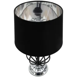 Lampada da Tavolo Nero Argento Necessaria 1 Lampadina Paralume, Attacco e27 - Bundi