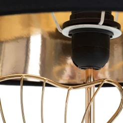 Lampada da Tavolo Nero oro Necessaria 1 Lampadina Attacco e27, Paralume - Hida