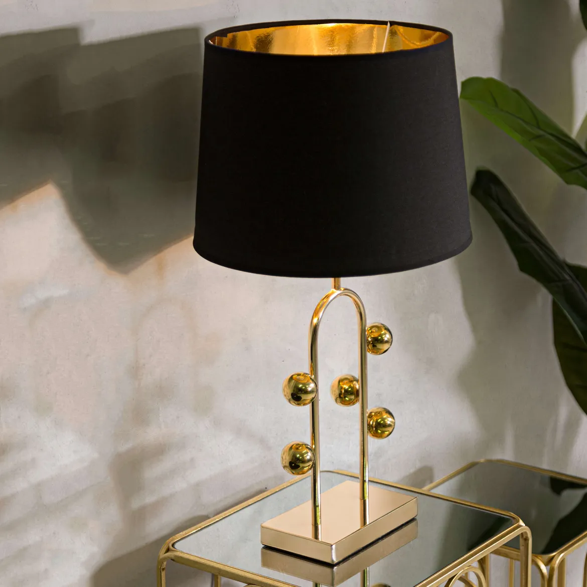 Lampada da Tavolo oro Nero Necessaria 1 Lampadina Attacco e27, Paralume - Babarora
