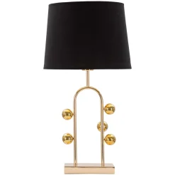 Lampada da Tavolo oro Nero Necessaria 1 Lampadina Attacco e27, Paralume - Babarora