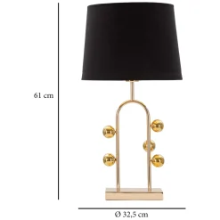 Lampada da Tavolo oro Nero Necessaria 1 Lampadina Attacco e27, Paralume - Babarora