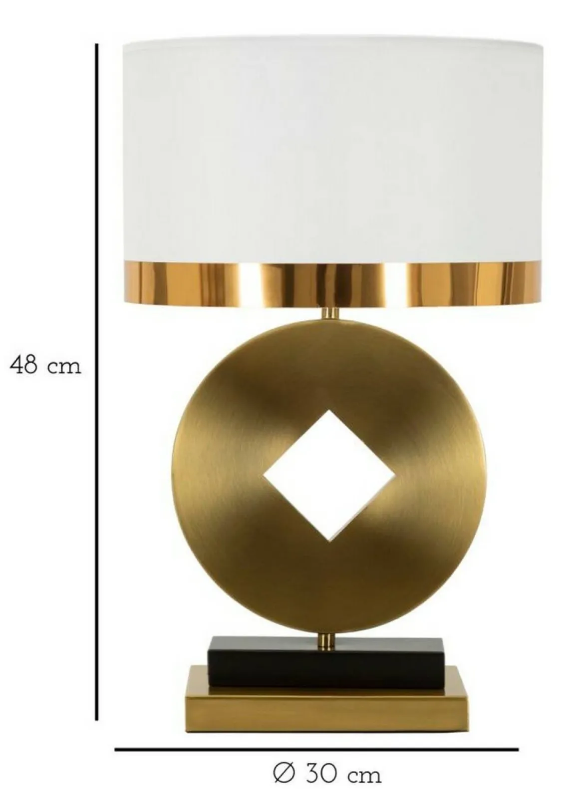 Lampada da tavolo Papier, 30x30 h53 cm, Bianco e Oro
