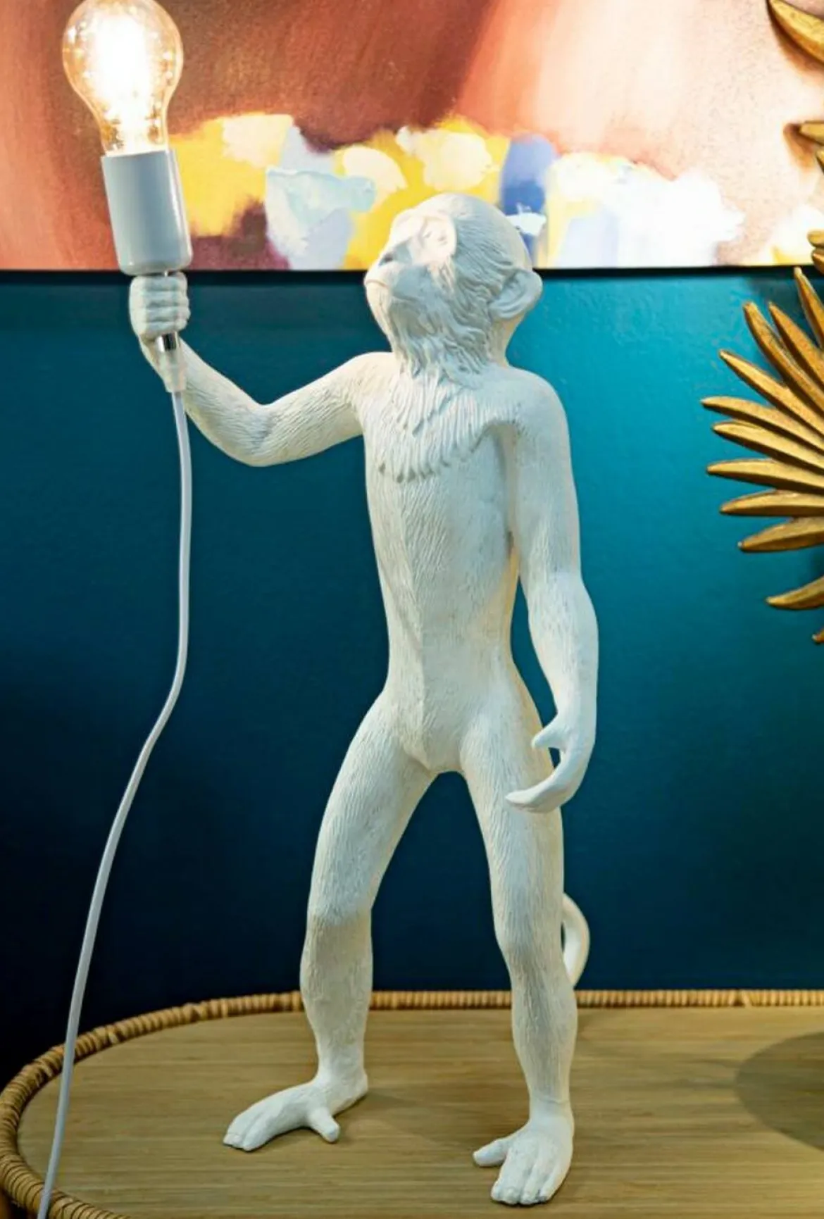 Lampada da tavolo Piet, 26x34 h55 cm, Bianco
