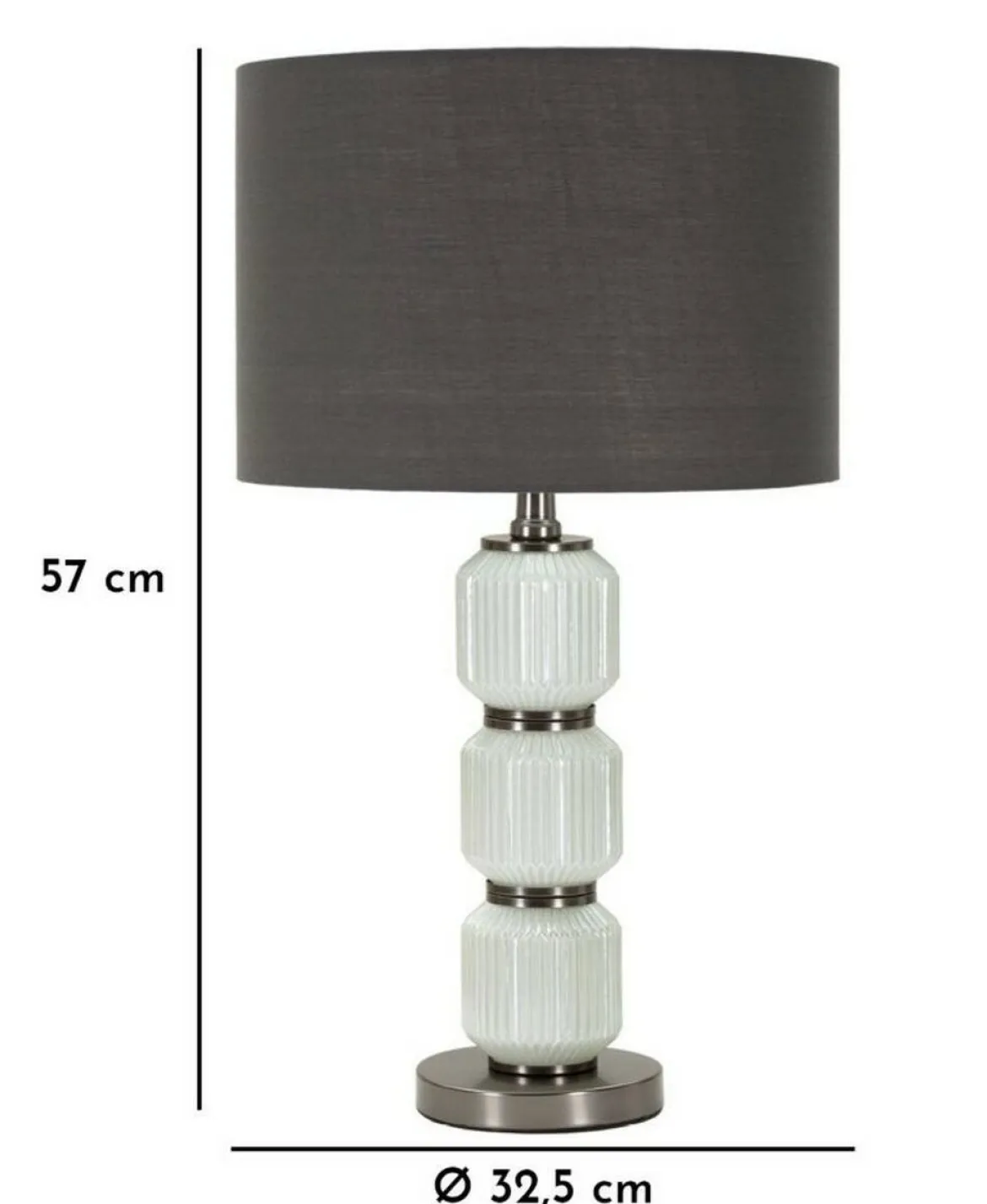 Lampada da tavolo Presolana, 33x33 h57 cm, Bianco e Grigio