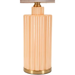 Lampada da Tavolo Rosa Perlato Rosa Salmone Necessaria 1 Lampadina Paralume, Attacco e27 - Fanoti