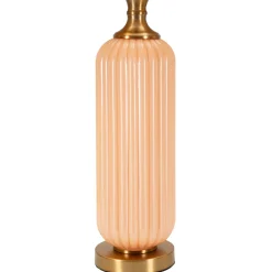 Lampada da Tavolo Rosa Perlato Rosa Salmone Necessaria 1 Lampadina Paralume, Attacco e27 - Fapa