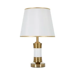 Lampada da tavolo Sinopia, Bianco e Oro, 31x31 h52 cm