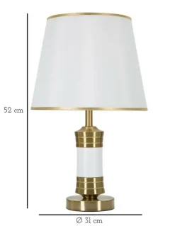 Lampada da tavolo Sinopia, Bianco e Oro, 31x31 h52 cm