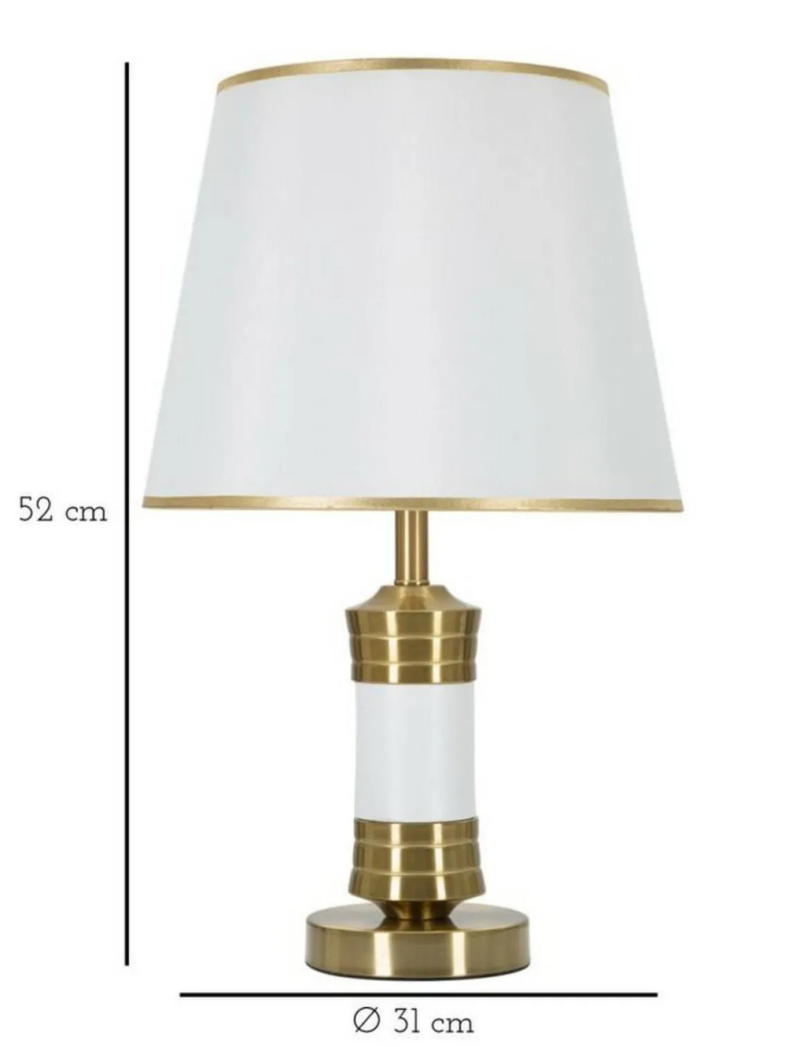 Lampada da tavolo Sinopia, Bianco e Oro, 31x31 h52 cm