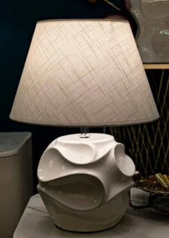Lampada da tavolo Stencil, Bianco, 30x30 h42 cm
