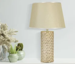 Lampada da tavolo Supreme, Bianco e Oro, 30x30 h48 cm