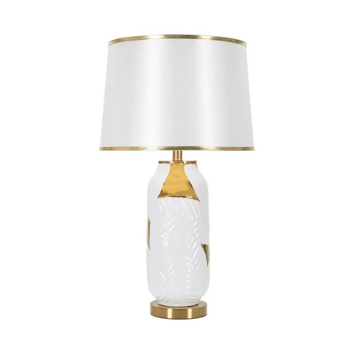 Lampada da tavolo Trompe, 40x40 h70 cm, Bianco e Oro