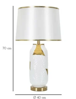 Lampada da tavolo Trompe, 40x40 h70 cm, Bianco e Oro