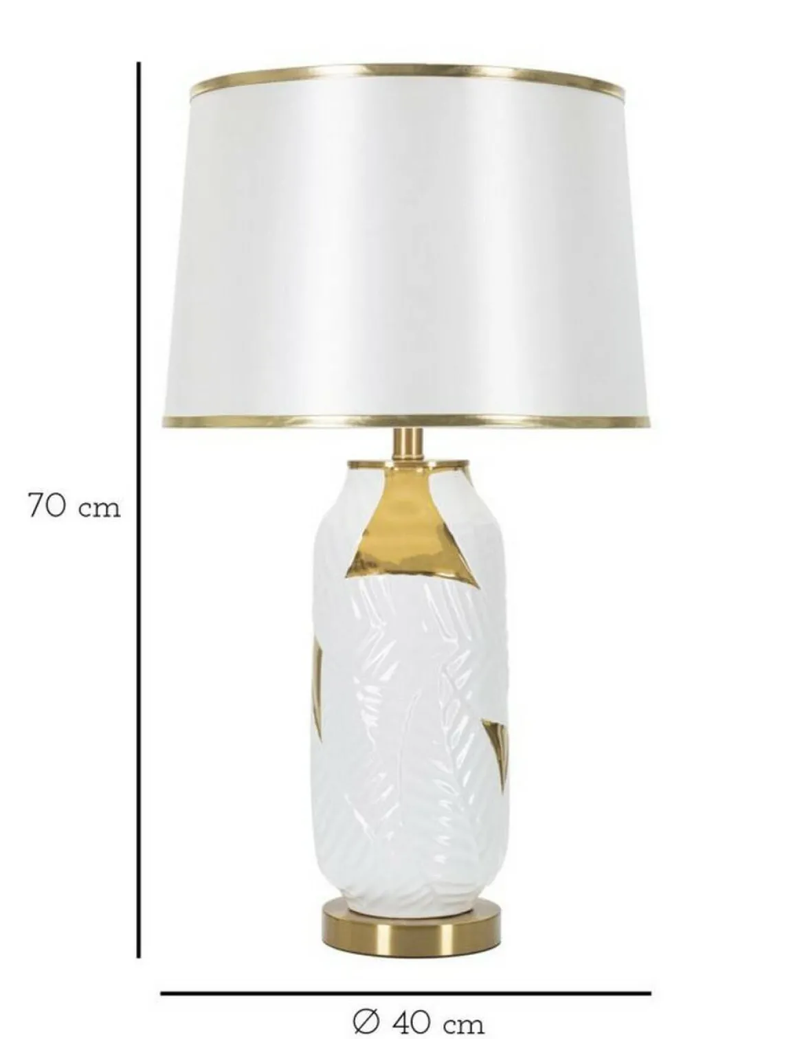 Lampada da tavolo Trompe, 40x40 h70 cm, Bianco e Oro
