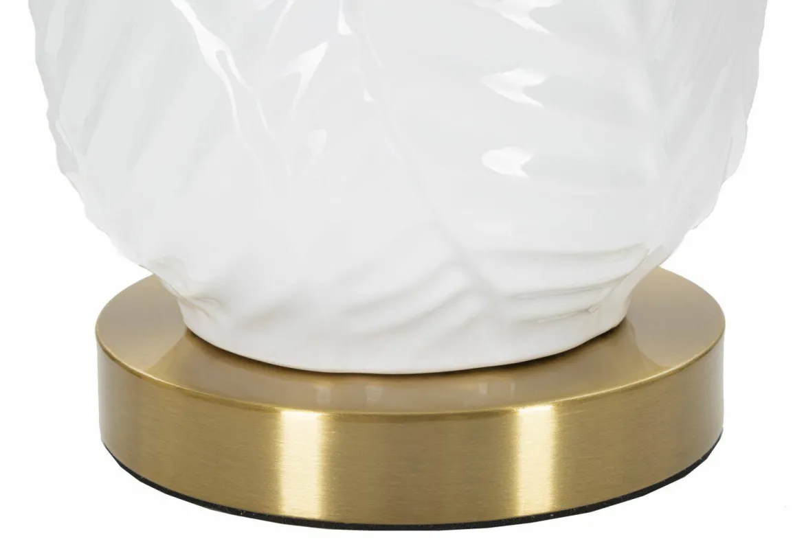 Lampada da tavolo Trompe, 40x40 h70 cm, Bianco e Oro
