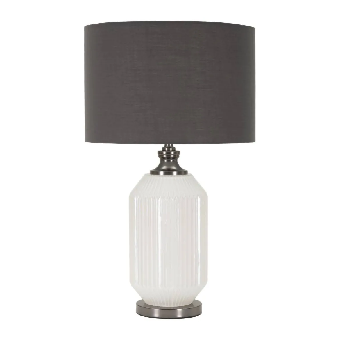 Lampada da tavolo Vidardo, 38x38 h65 cm, Bianco e Grigio