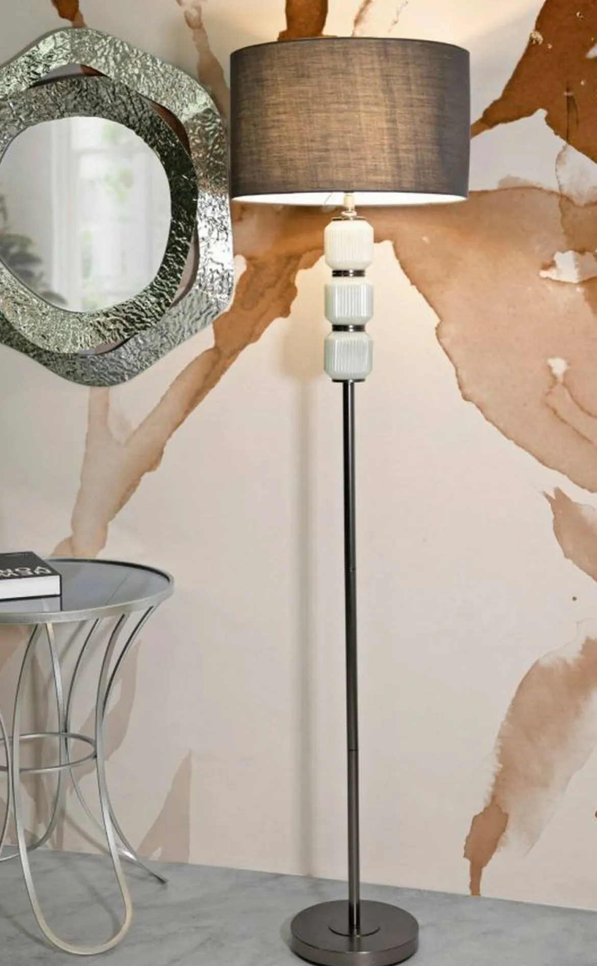 Lampada da terra Andevenno, 43x43 h163 cm, Bianco e Grigio