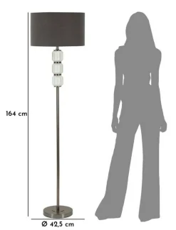 Lampada da terra Andevenno, 43x43 h163 cm, Bianco e Grigio