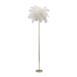 Lampada da Terra Bianco oro Necessarie 3 Lampadine Attacco e14, Paralume - Bakamo