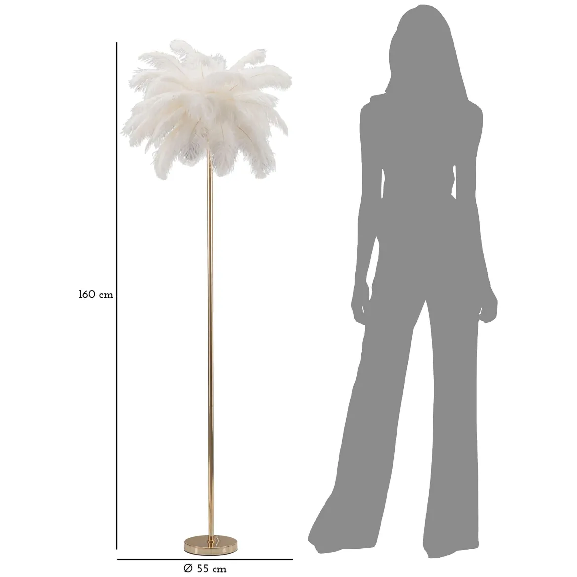 Lampada da Terra Bianco oro Necessarie 4 Lampadine Attacco e14, Interruttore Manuale - Antigu