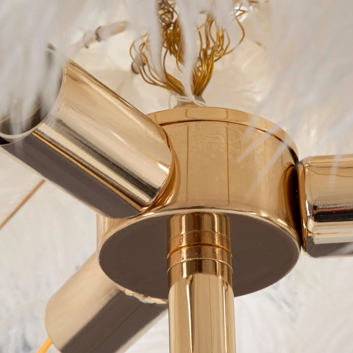 Lampada da Terra Bianco oro Necessarie 4 Lampadine Attacco e14, Interruttore Manuale - Antigu