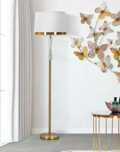 Lampada da terra Craquelure, 40x40 h153 cm, Bianco e Oro