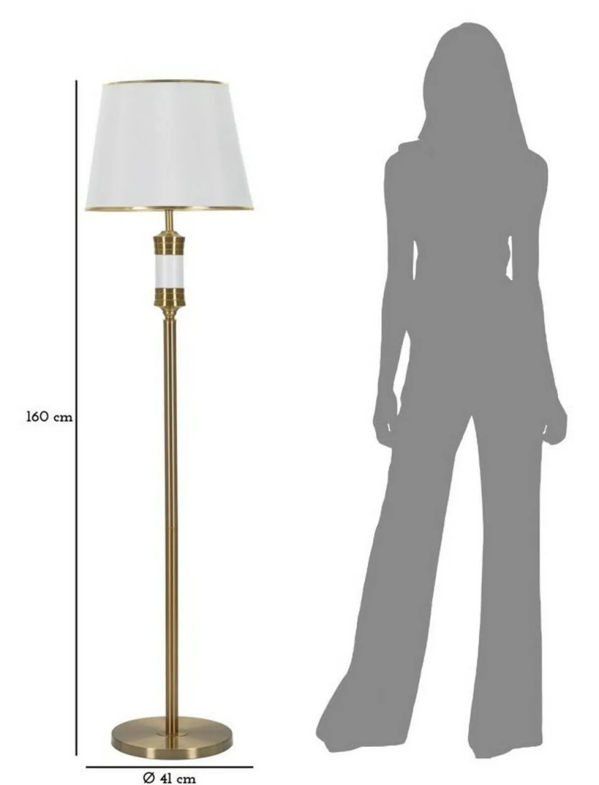 Lampada da terra Grisaille, 41x41 h160 cm, Bianco e Oro