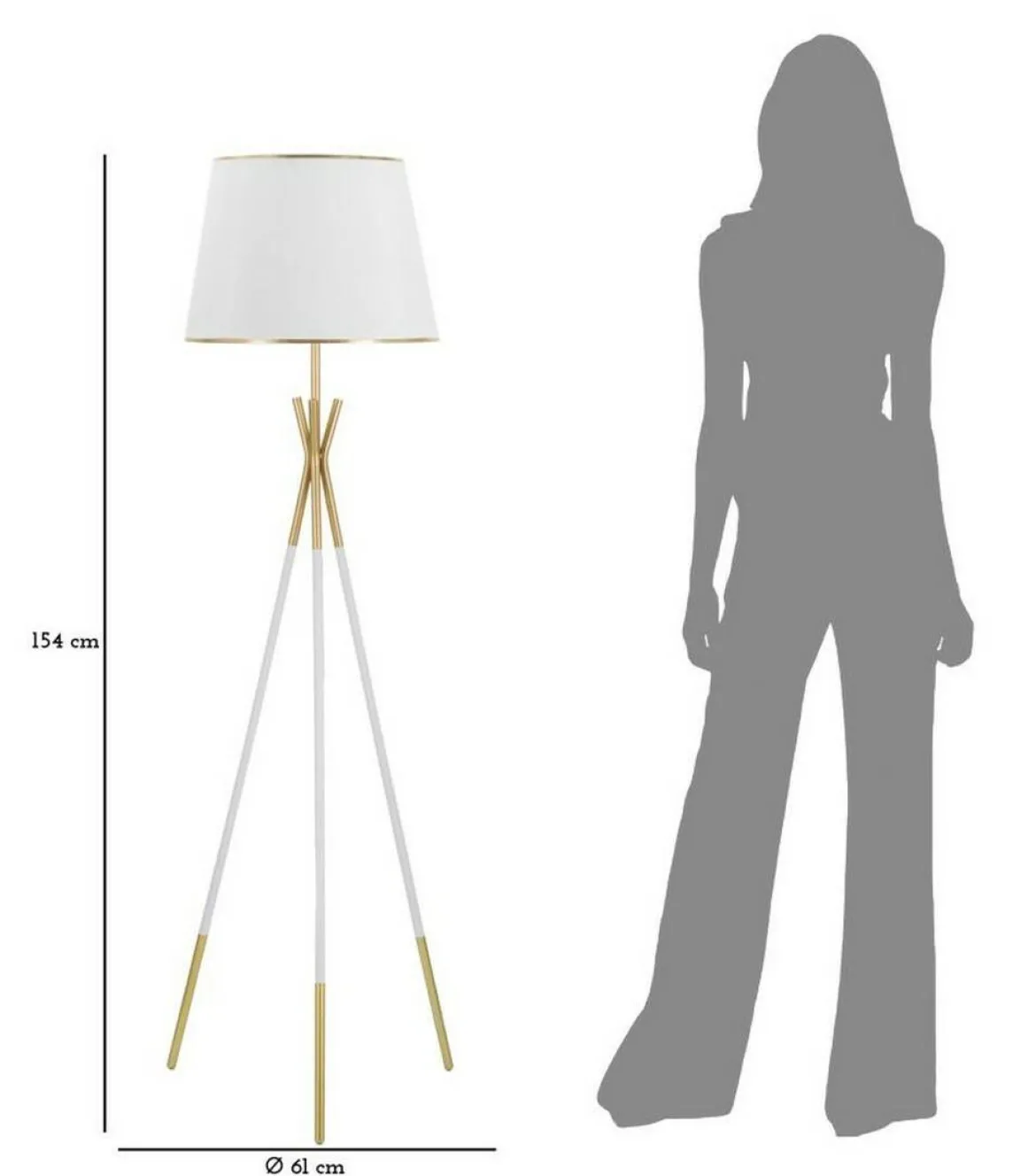 Lampada da terra Murales, 61x61 h154 cm, Bianco e Oro