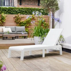 Lettino da giardino schienale regolabile 187x58cm bianco - Shawinigan