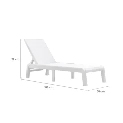 Lettino da giardino schienale regolabile 187x58cm bianco - Shawinigan
