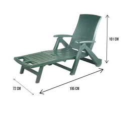 Lettino prendisole Adam, Cm 195x72h101, Verde