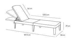 Lettino prendisole Glace, 188x58 h29 cm, Antracite