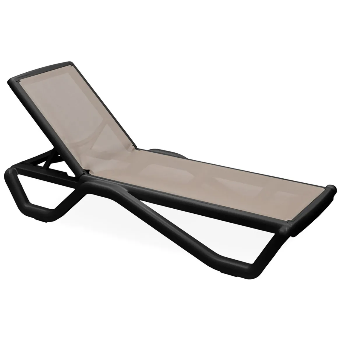 Lettino Prendisole Nero Antracite Peso Supportato 120 kg Materiale Struttura in Plastica 187x71x45h cm, Altezza Seduta 32 cm Made in Italy - Anis