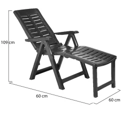 Lettino Prendisole Nero Antracite Ruote Pieghevole 189x72x96h cm, Peso Supportato 120 kg Made in Italy - Noahs