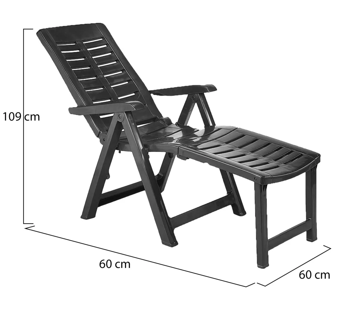 Lettino Prendisole Nero Antracite Ruote Pieghevole 189x72x96h cm, Peso Supportato 120 kg Made in Italy - Noahs